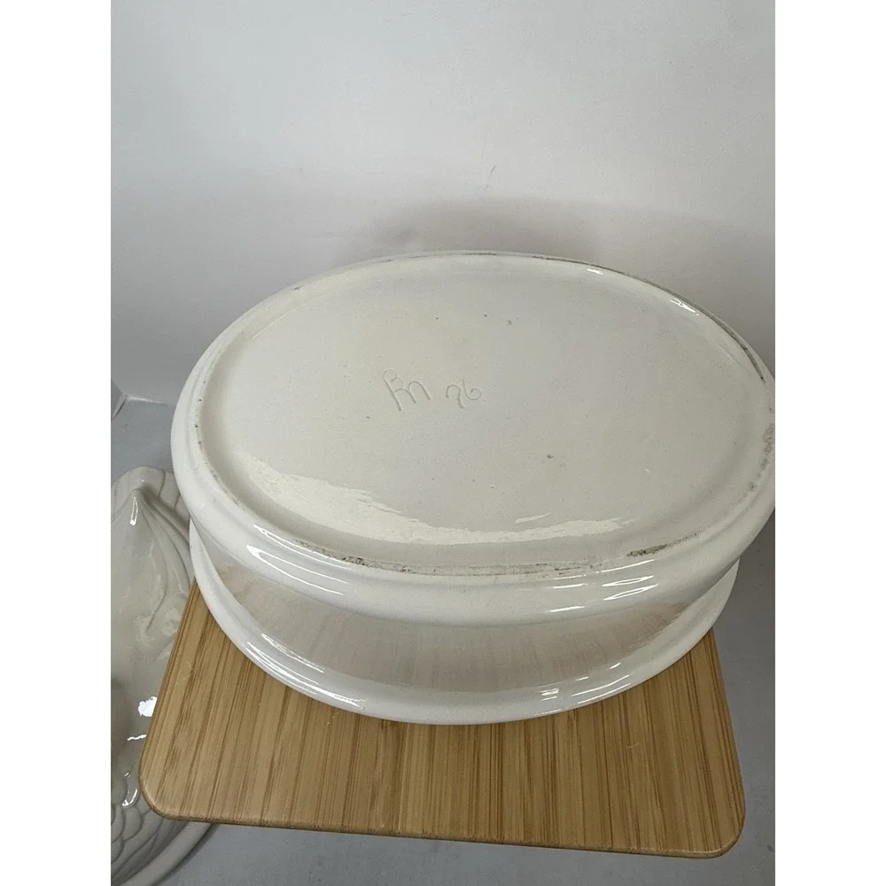 Vtg Ceramic Duck Goose Covered Dish Tureen Casserole Nesting Cottagecore Kitchen